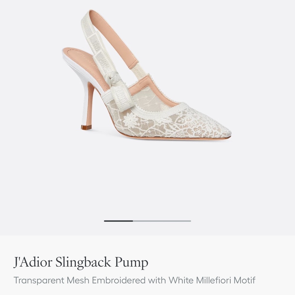 Dior J'Adior Slingback Heels - White/Cream Lace - Bridal Shoe